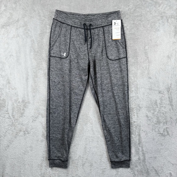Under Armour Jogger Sweatpants Womens M Drawstring Polyester Gray Stretch NWT - Picture 1 of 11